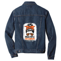 Womens Ms Warrior Messy Bun Leopard Multiple Sclerosis Awareness Men Denim Jacket | Artistshot