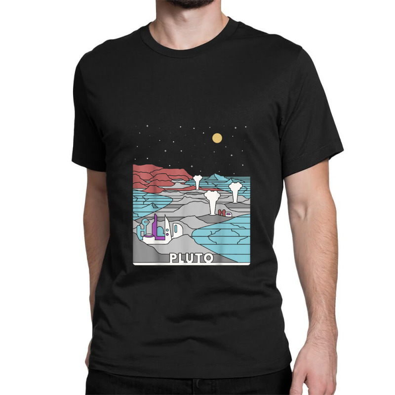 Vintage Retro Pluto National Park   Visit Pluto Linear Art Classic T-shirt by daniellepaine | Artistshot