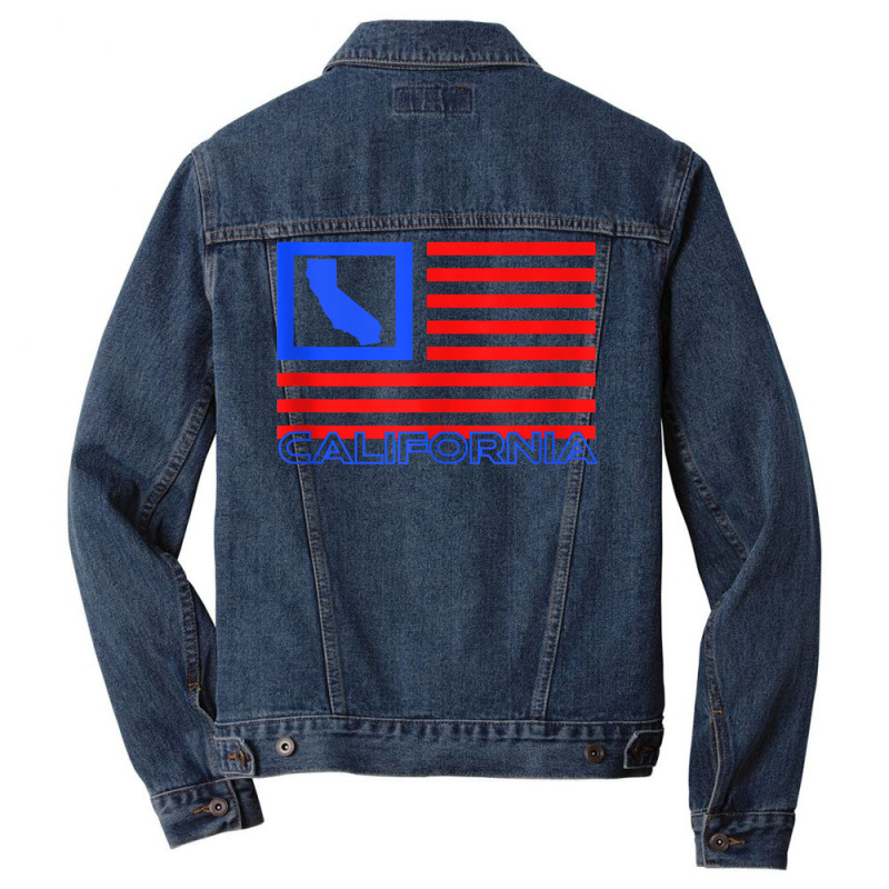 Patriotic California Republic Usa Flag Art Cali Local Map Tank Top Men Denim Jacket | Artistshot