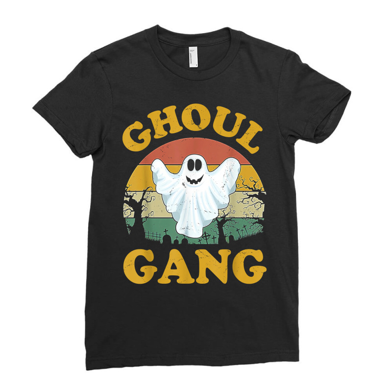 Retro Ghoul Gang Ghost Boo Spider Candy Bad Halloween T Shirt Ladies Fitted T-Shirt by muhrlycogant3h | Artistshot