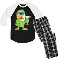 Womens Parrots Drinking Margarita Hawaiian Birds V Neck T Shirt Men's 3/4 Sleeve Pajama Set | Artistshot