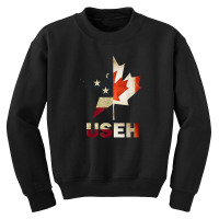 Useh Leaf Canadian American Flag Shirt Canada Usa Flag Gift Youth Sweatshirt | Artistshot