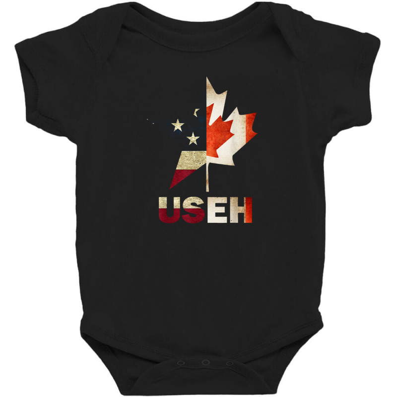 Useh Leaf Canadian American Flag Shirt Canada Usa Flag Gift Baby Bodysuit by michaelnaher | Artistshot