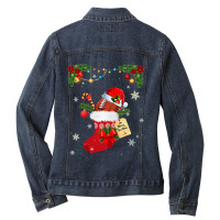 Football Football Lover Socks Santa Hat Christmas Pajama Men Women 137 Ladies Denim Jacket | Artistshot