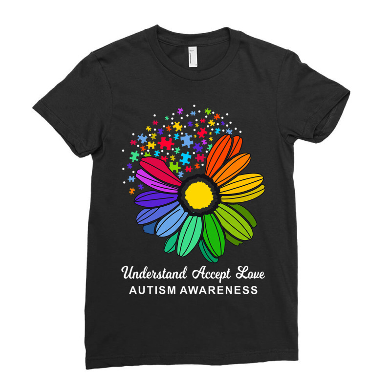 Autism Awareness Daisy Flower Accept Understand Love Ladies Fitted T-Shirt by mrlee | Artistshot