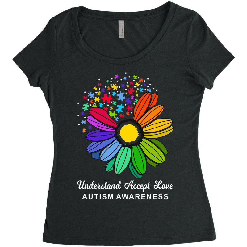 Autism Awareness Daisy Flower Accept Understand Love Women's Triblend Scoop T-shirt by mrlee | Artistshot