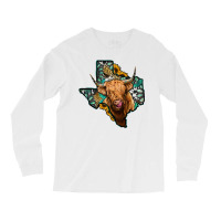 Texas Map Highland Cow Long Sleeve Shirts | Artistshot