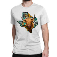 Texas Map Highland Cow Classic T-shirt | Artistshot