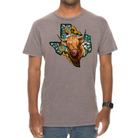 Texas Map Highland Cow Vintage T-shirt | Artistshot