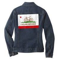 California Cycling Republic Flag   Bicycle Cycling Inspired T Shirt Ladies Denim Jacket | Artistshot