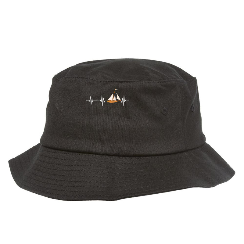 Sailor Nautical Sail Boat Heartbeat Sail Captain Sailing T Shirt Bucket Hat | Artistshot