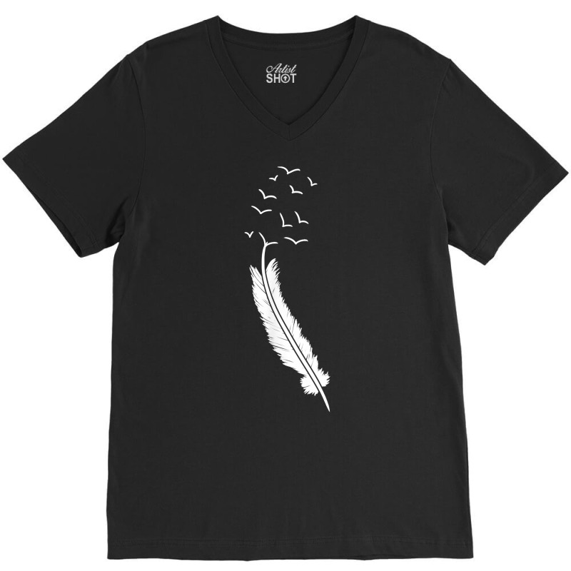 Flying Birds Flock Feather Cool Minimal Art Artists Gift T Shirt V-Neck Tee by kadrienstang | Artistshot