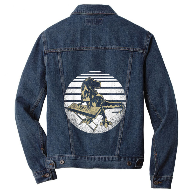 Trex Synthesizer Keyboard Dinosaur Music Producer Men Denim Jacket | Artistshot