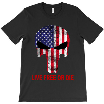 Live Free Or Die Skull Us Flag T-shirt Designed By Bertaria