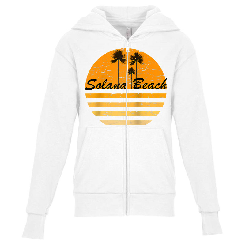 Solana Beach California Retro Tshirt 70's Throwback Surf Raglan Baseba Youth Zipper Hoodie by michealamifflin | Artistshot