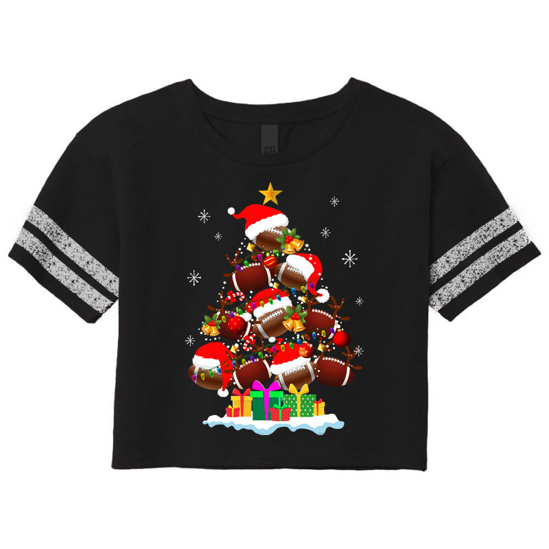 Football Christmas Tree Football Ball Santa Hat Funny Xmas Pajamas 282 Scorecard Crop Tee by permad | Artistshot