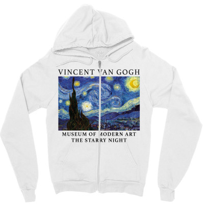 Starry Night Full Zip Unisex Hoodie Vincent Van Gogh Zipper 