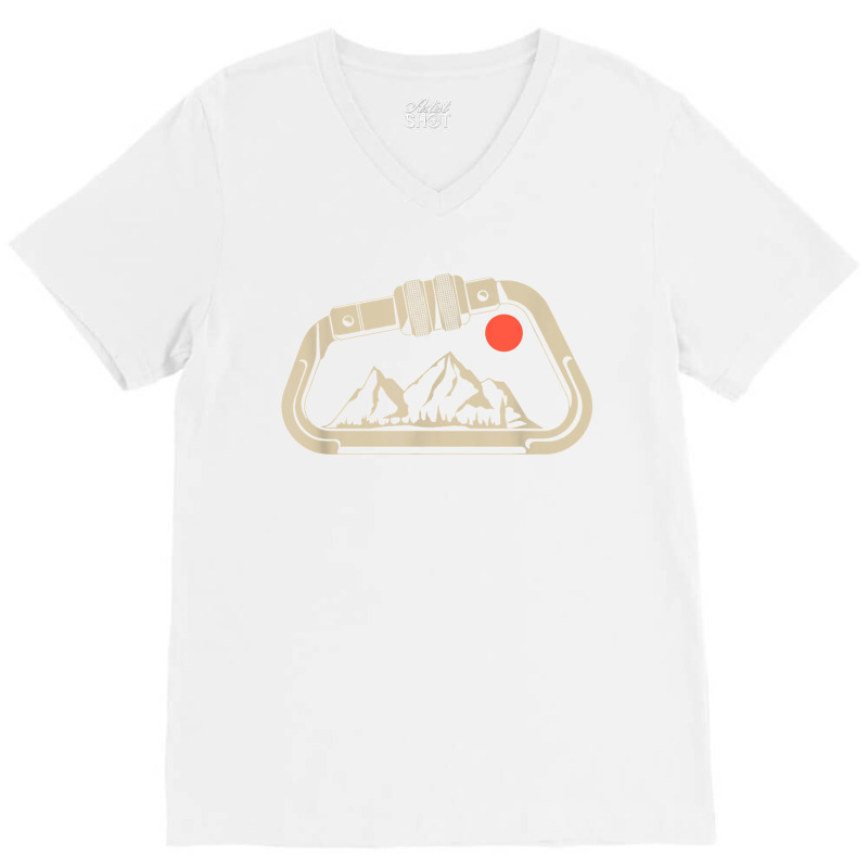 Retro Rock Climbing Bouldering Mountain Carabiner Clip Tee T Shirt V-neck Tee | Artistshot