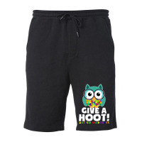 Autism Owl Give A Hoot Autism Awareness Fleece Short | Artistshot