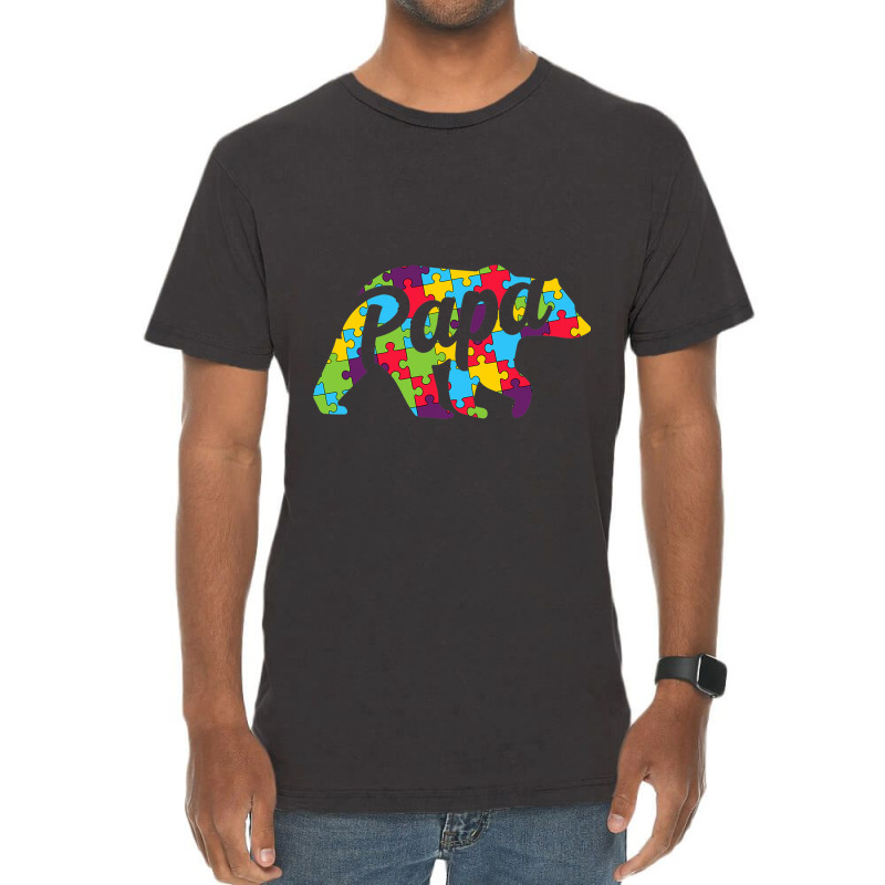 Autism Papa Bear Autism Awareness Vintage T-Shirt by mrlee | Artistshot