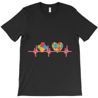 Autism Puzzle Heartbeat Autism Awareness Rainbow Ribbon T-shirt | Artistshot