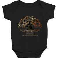 Buddhism Buddha Mandala Smile And The World Will Change Yoga Baby Bodysuit | Artistshot