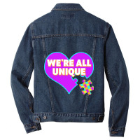 Autism We Are All Unique Autism Awareness Support Men Denim Jacket | Artistshot