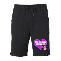 Autism We Are All Unique Autism Awareness Support Fleece Short | Artistshot