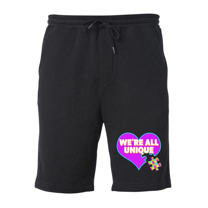 Autism We Are All Unique Autism Awareness Support Fleece Short by mrlee | Artistshot