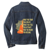 Buddhism Buddha Meditation Law Of Attraction Ladies Denim Jacket | Artistshot