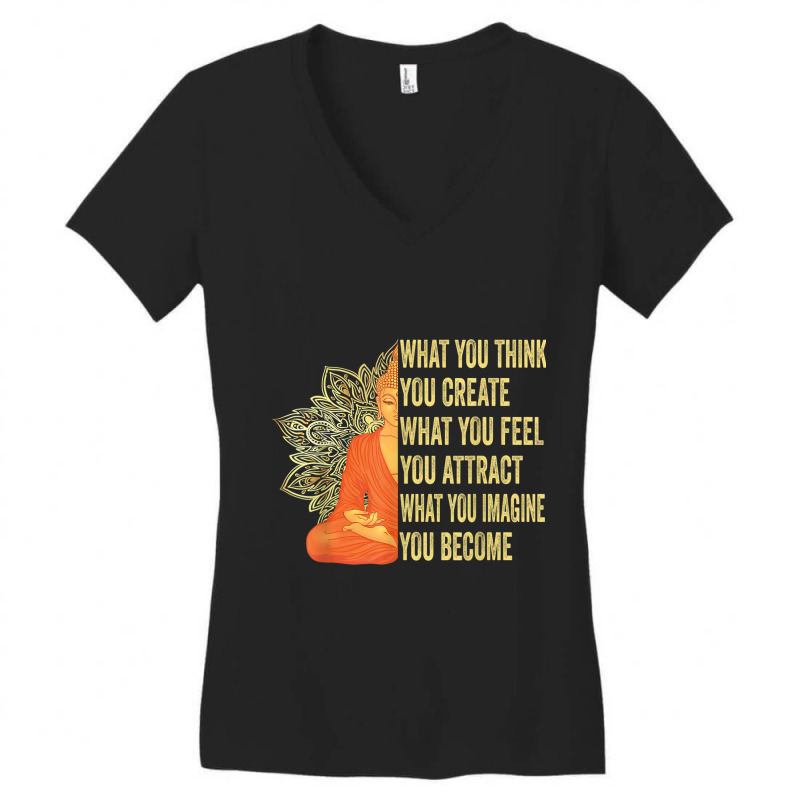 Buddhism Buddha Meditation Law Of Attraction Women's V-Neck T-Shirt by criticizematter | Artistshot