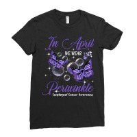 In April We Wear Periwinkle Butterfly Esophageal Cancer T Shirt Ladies Fitted T-shirt | Artistshot