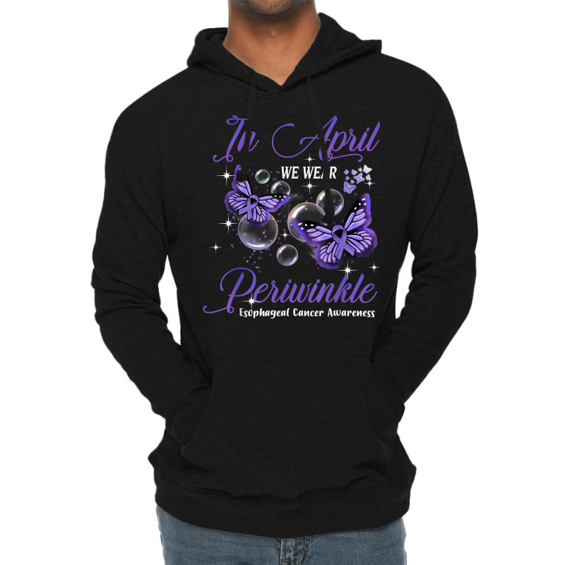 In April We Wear Periwinkle Butterfly Esophageal Cancer T Shirt Lightweight Hoodie by haylesfshiltsxd1 | Artistshot