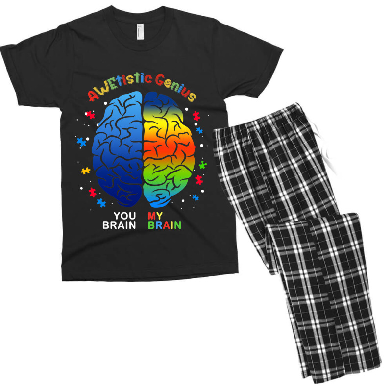 Awetistic Genius Support Autism Awareness Month Men's T-shirt Pajama Set by mrlee | Artistshot