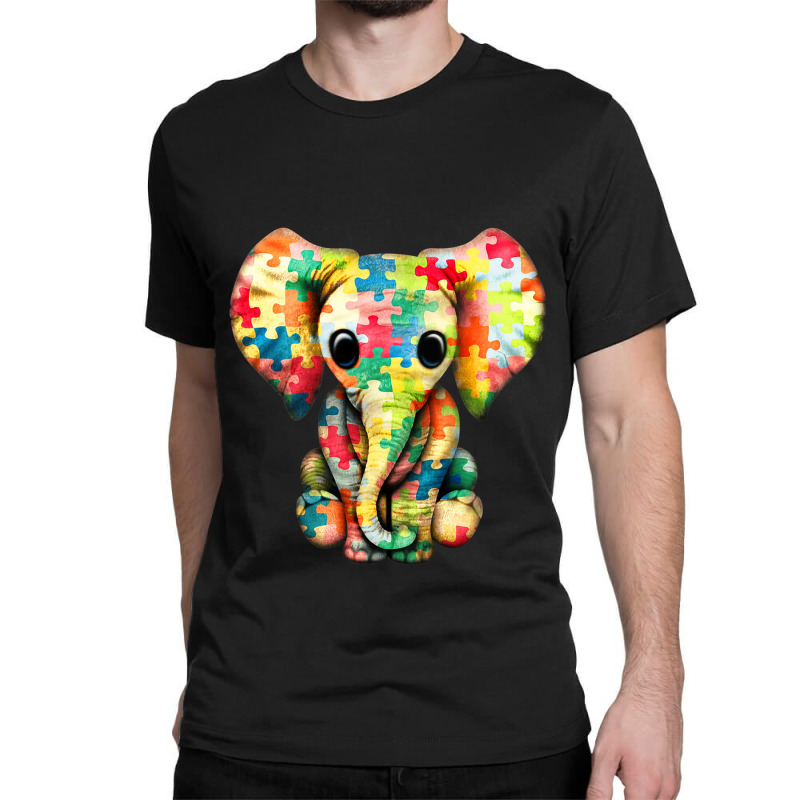 Baby Elephant Hippie Autism Awareness Puzzle Elephant Classic T-shirt by mrlee | Artistshot