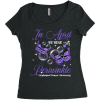 In April We Wear Periwinkle Butterfly Esophageal Cancer T Shirt Women's Triblend Scoop T-shirt | Artistshot