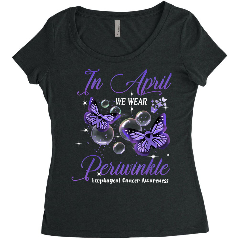 In April We Wear Periwinkle Butterfly Esophageal Cancer T Shirt Women's Triblend Scoop T-shirt by kewisharemeliadq | Artistshot