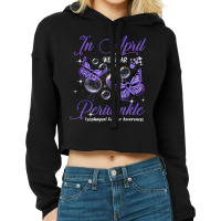 In April We Wear Periwinkle Butterfly Esophageal Cancer T Shirt Cropped Hoodie | Artistshot