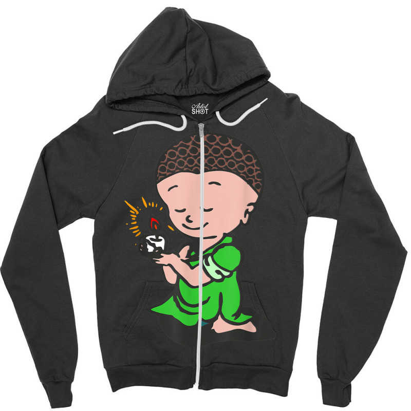 Buddhism Buddha Monk Namaste Show Happiness Happy Laughing Smiling Zipper Hoodie | Artistshot