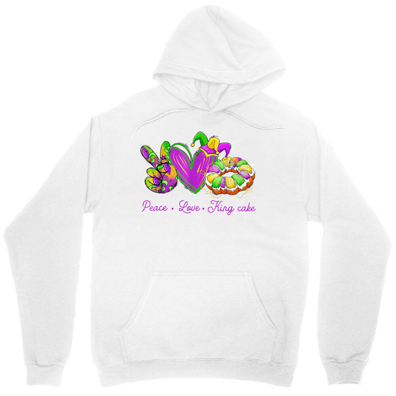 Peace Love King Cake Funny Mardi Gras Party Carnival Gifts T Shirt Unisex Hoodie | Artistshot