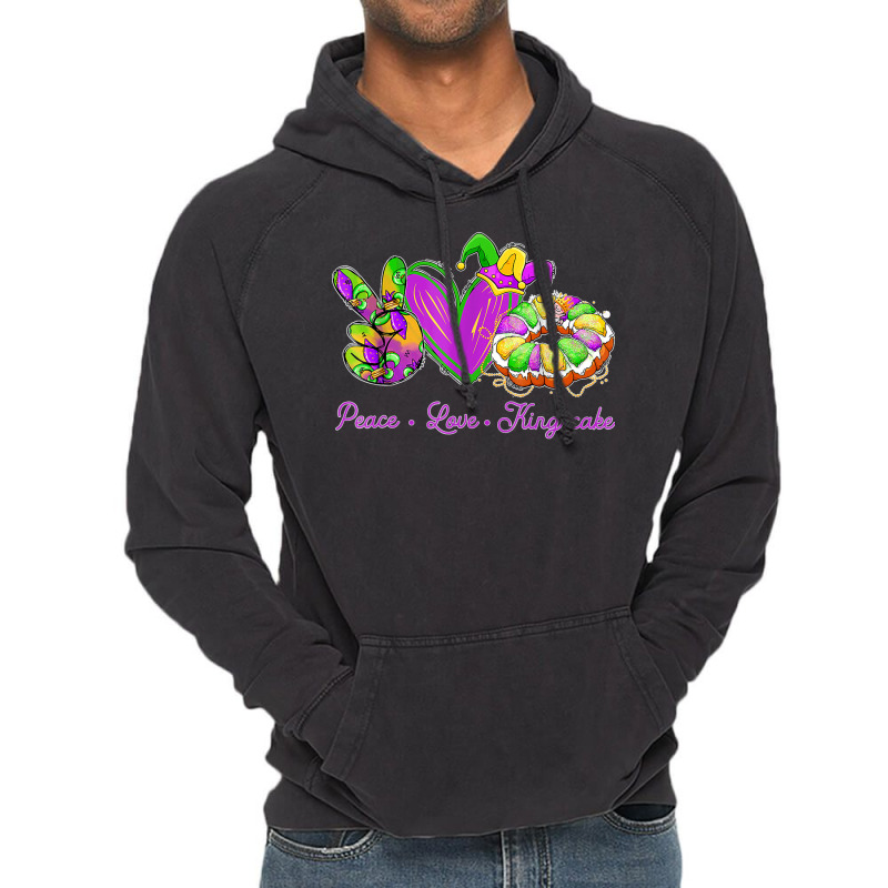 Peace Love King Cake Funny Mardi Gras Party Carnival Gifts T Shirt Vintage Hoodie | Artistshot