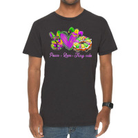 Peace Love King Cake Funny Mardi Gras Party Carnival Gifts T Shirt Vintage T-shirt | Artistshot