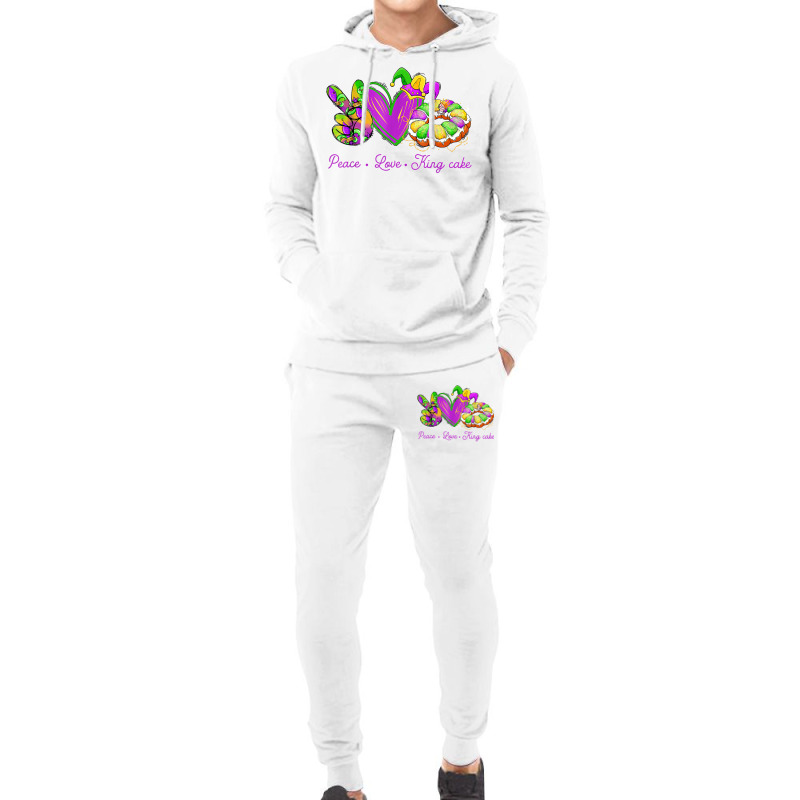 Peace Love King Cake Funny Mardi Gras Party Carnival Gifts T Shirt Hoodie & Jogger Set | Artistshot