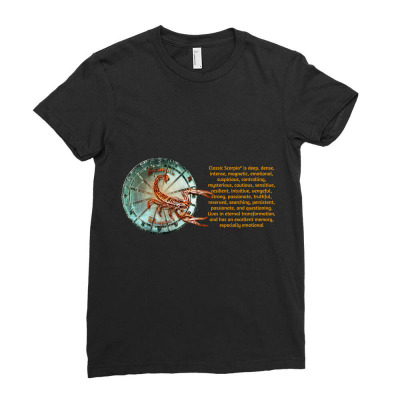 Scorpion Sign Zodiac Horoscope Zodiac Astrology T-shirt Ladies Fitted T-shirt Designed By Arnaldo Da Silva Tagarro