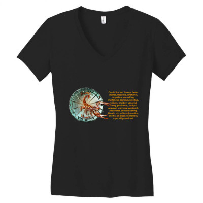 Scorpion Sign Zodiac Horoscope Zodiac Astrology T-shirt Women's V-neck T-shirt Designed By Arnaldo Da Silva Tagarro
