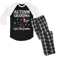 Butterfly Autism Grandma I Love My Grandson Awareness Men's 3/4 Sleeve Pajama Set | Artistshot