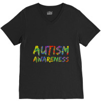 Colorful Autism Puzzle Piece Funny V-neck Tee | Artistshot