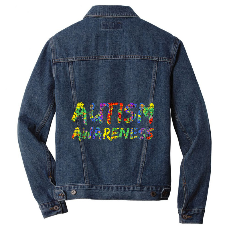 Colorful Autism Puzzle Piece Funny Men Denim Jacket by mrlee | Artistshot