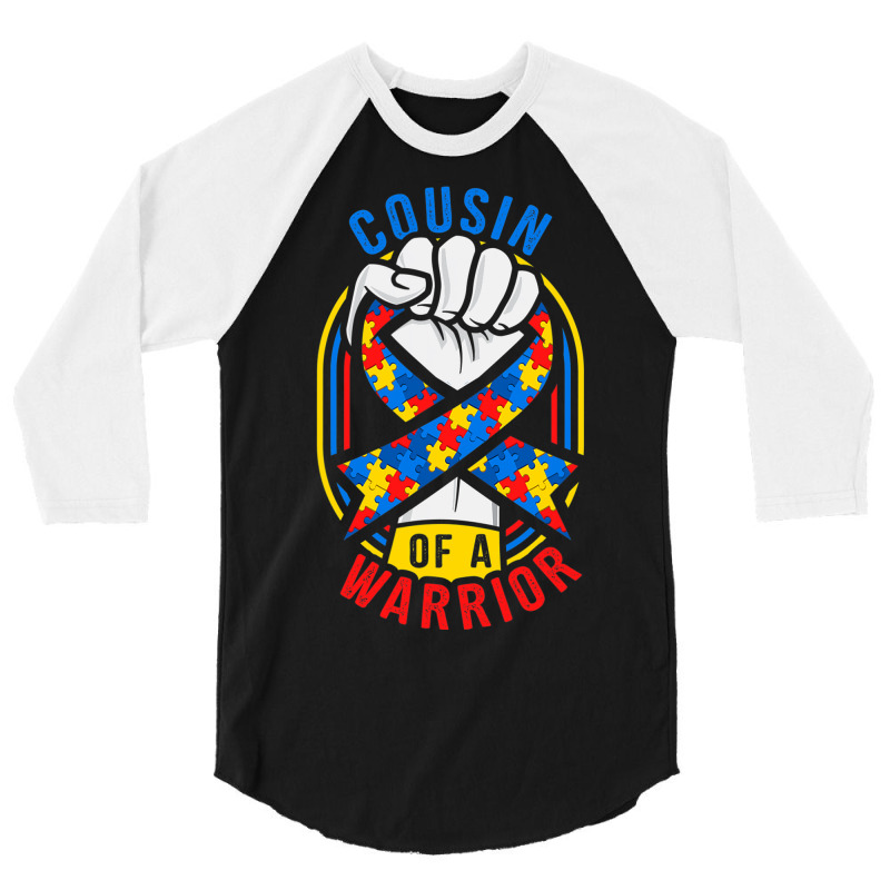 Cousin Of A Warrior Autism Awareness Matching 3/4 Sleeve Shirt by mrlee | Artistshot