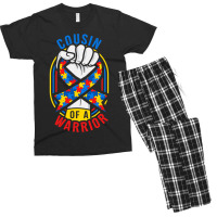 Cousin Of A Warrior Autism Awareness Matching Men's T-shirt Pajama Set | Artistshot